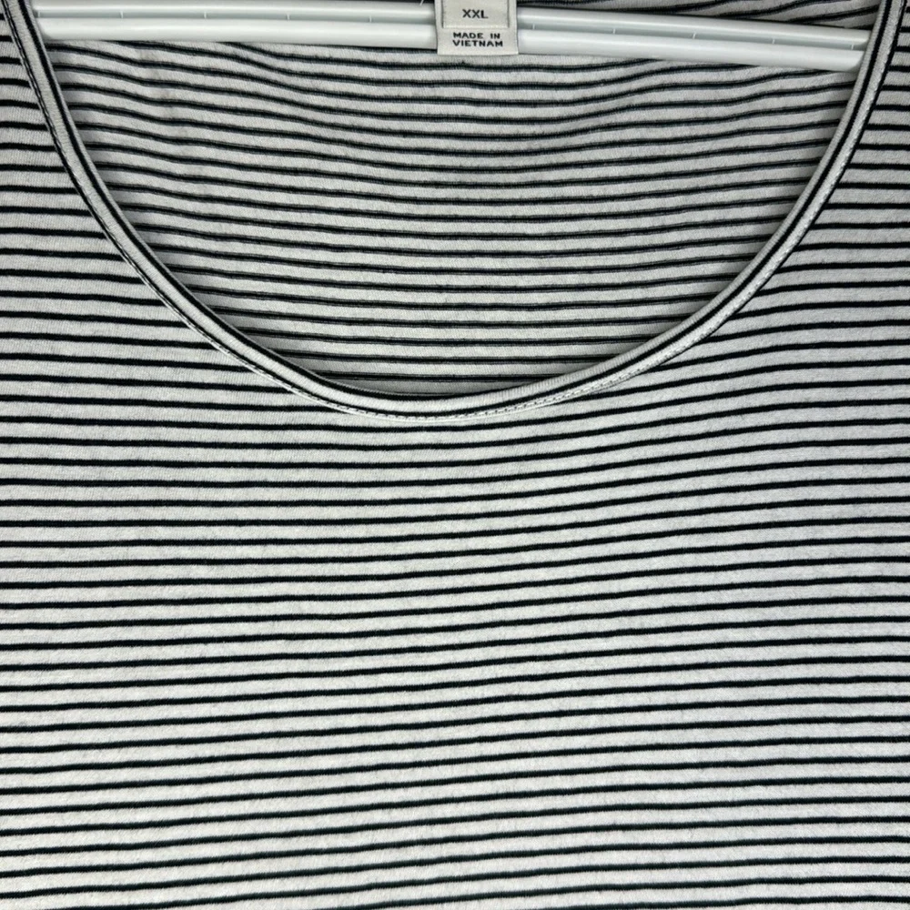 J. CREW Women 100% Cotton Black White Mini Dress Size XXL Stripe Ruffle Stretch - Picture 4 of 8